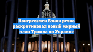 Конгрессмен Бэкон резко раскритиковал новый мирный план Трампа по Украине