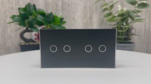 Панель для двух сенсорных выключателей Livolo, 4 клавиши, цвет черный матовый, BB-C7-C2/C2-12 MT