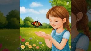 Девочка с бабочкой. Короткое видео. Оживление картинки.