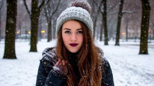 Snow covers the park