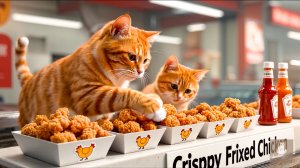 😹Мама кошечка со своим маленьким сыночком продают вкусные куриные ножки🔥
