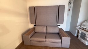 Кровать-трансформер Olissys MONO 2.0 c тканными фасадами и диваном -  отличный вариант для студии.