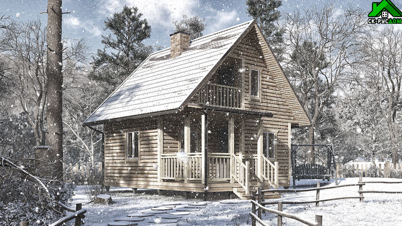 Дачный дом 6 на 6 с балконом