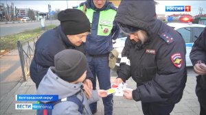 Госавтоинспекторы раздают белгородцам светоотражательные элементы
