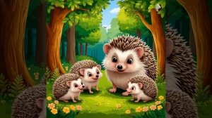 Ежиха с ежатами. Короткое видео. Оживление картиинки.