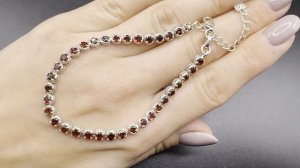 Браслет с гранатом Ювелирная огранка ГРА055