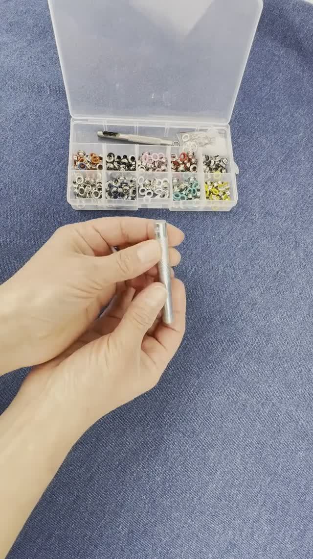 № 306 Набор люверсов № 5 нерж.(мед.сталь) (300шт)+ ручной инструмент для установки