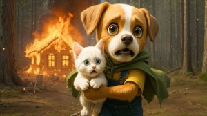 Мультики для детей, собачка спасает котика, мультфильм/мультик