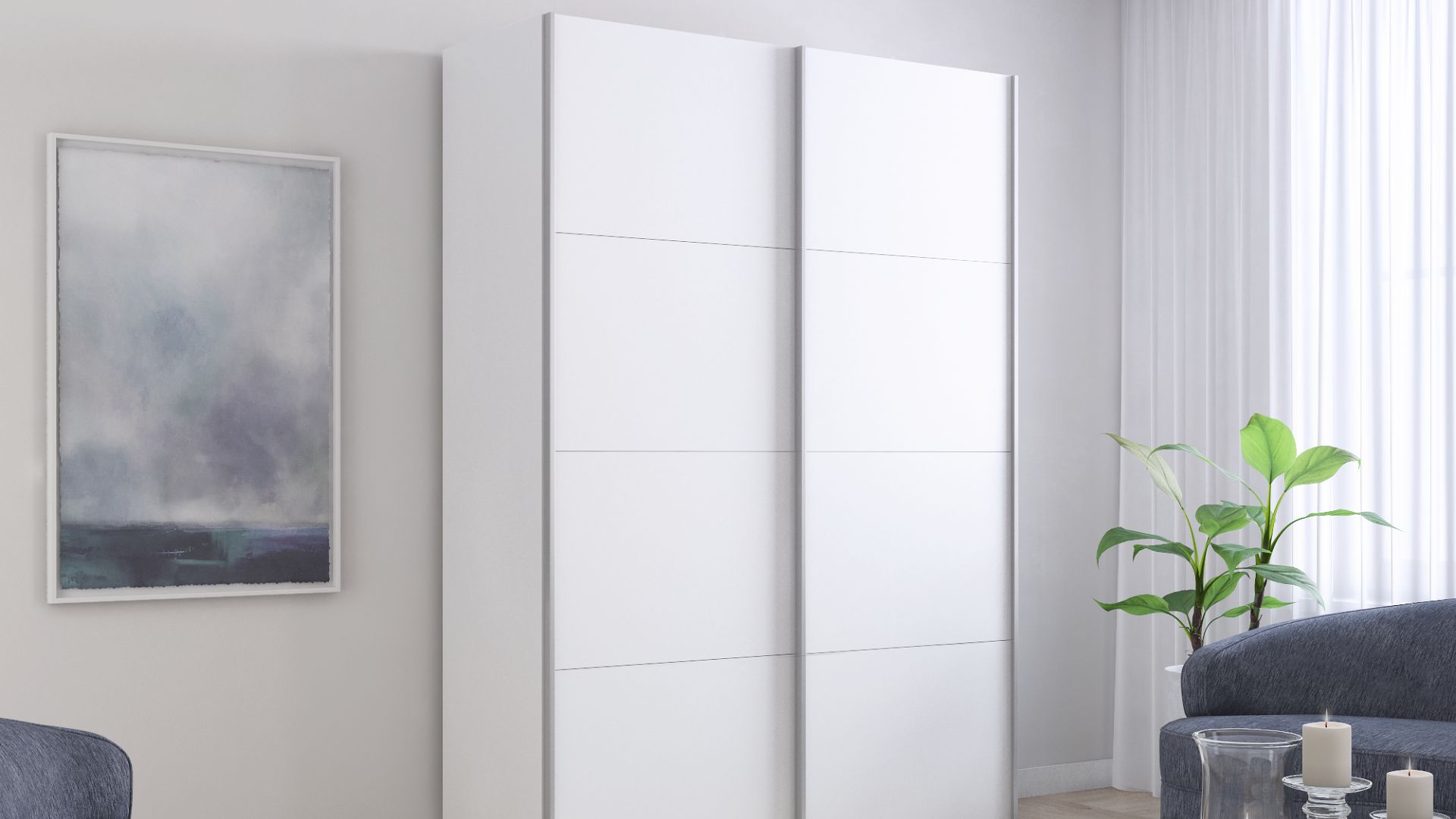 Обзор 2-х дверного шкафа-купе серии "Прайм", Фасад: Белый снег / Белое стекло. Корпус: Белый снег смотреть онлайн