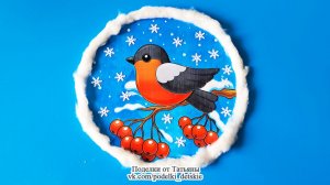 Аппликация "Снегирь на ветке рябины". Поделки для детей из бумаги с шаблонами.