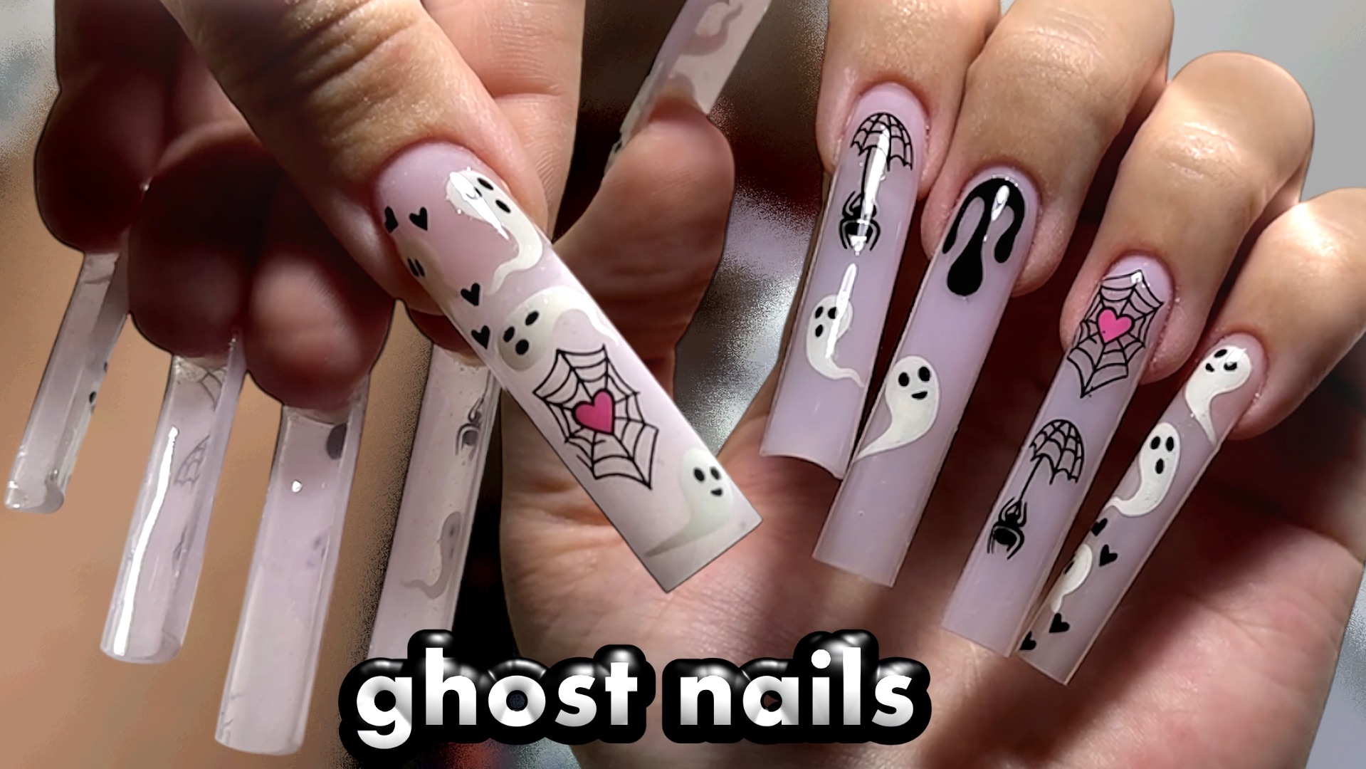 Halloween ДИЗАЙН с эффектом СВЕЧЕНИЯ 🌙🕸️ Супердлинные spooky НОГТИ! 😱 смотреть онлайн