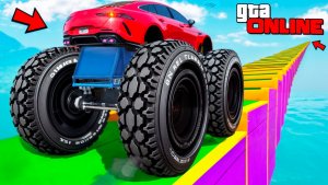 Как далеко сможет чит монстр трак забраться по ступенькам лестницы? Эксперименты ГТА 5