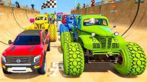 Человек-паук Супер Гонки на машинах на множестве рамп! Эпические трюки супергероев на монстр-траках