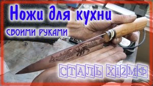 Кухонные ножи из стали Х12МФ Гравировка лазером
