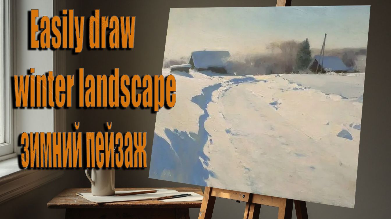 Рисуем очень легкий зимний пейзаж|рисуем белым по белому.Для самых начинающих,ограниченная палитра смотреть онлайн