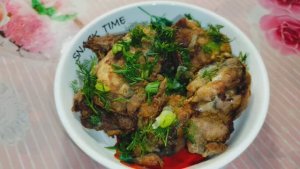 Жареная скумбрия.