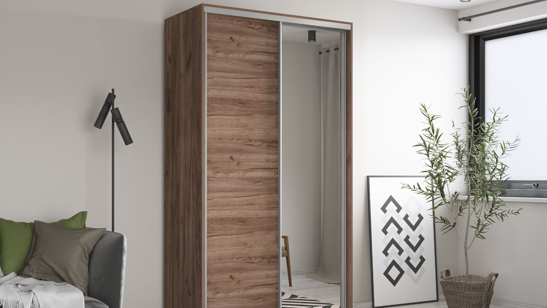 Обзор 2-х дверного шкафа-купе серии "Хит", Фасад: Крафт Табачный / Зеркало, Корпус смотреть онлайн