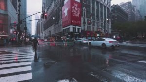 Прогулка в дождливый день по Манхэттену, Нью-Йорк