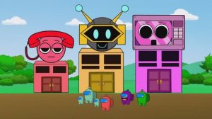 Амогус против Злобных Спрунки из игры кальмара, анимация