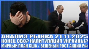 Анализ рынка 21.11 / Конец Сво? Капитуляция Украины? Мирный план Сша ? Бешеный рост акций Рф!!!