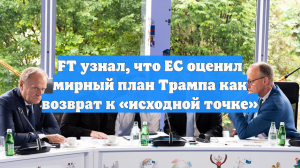 FT узнал, что ЕС оценил мирный план Трампа как возврат к «исходной точке»