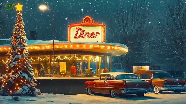Рождественская кофейня 1950-х годов, Классические Рождественские песни, Винтажная атмосфера смотреть онлайн