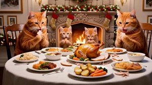 Котики и индейка на День Благодарения