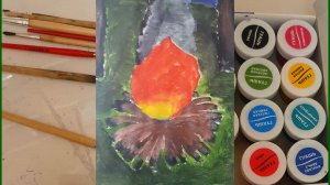 Рисую ночной костёр в лесу. Легко и быстро.