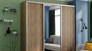 Обзор 3-х дверного шкафа-купе серии "Экспресс", Фасад: Дуб Сонома / Зеркало, Корпус: Дуб Сонома