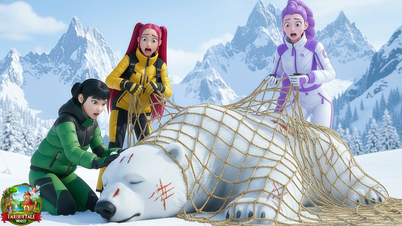 KPOP Demon Hunters Руми, Мира и Зои спасают пойманного в ловушку белого медведя