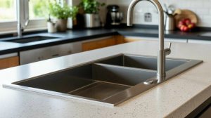 Вариант надежного ремонта столешницы кухни.