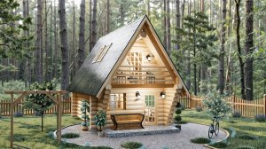 Сказочный бревенчатый дом 4.5x6 м с мансардой! 🌲 Уютное гнездышко всего 27 м²