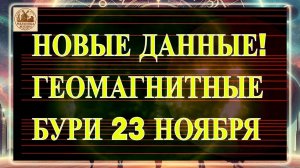 ВНИМАНИЕ! НОВЫЕ ДАННЫЕ! ГЕОМАГНИТНЫЕ БУРИ 23 НОЯБРЯ 2025 ГОДА!