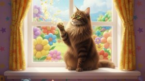 Кошка на окошке. Детская песенка 0+ Детский мультик