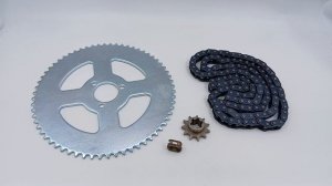 Комплект цепь T8F 134 зв + звезда T8F 11T + звезда T8F 64T детского бензинового квадроцикла 49сс 2Т