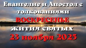 Евангелие дня 23 НОЯБРЯ 2025 с толкованием.  Апостол дня.  Жития Святых.
