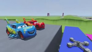 Big Small Lightning McQueen Monster Shark vs Thomas Train BeamNGdrive Gameplay