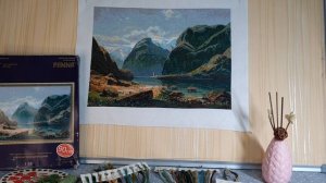 Завершение или финиш работы  от Панна  " Озеро в горах Швейцарии ".