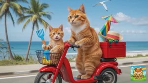 МУЛЬТФИЛЬМ ДЛЯ ДЕТЕЙ, Мама кошка вместе с котенком едут на пляж