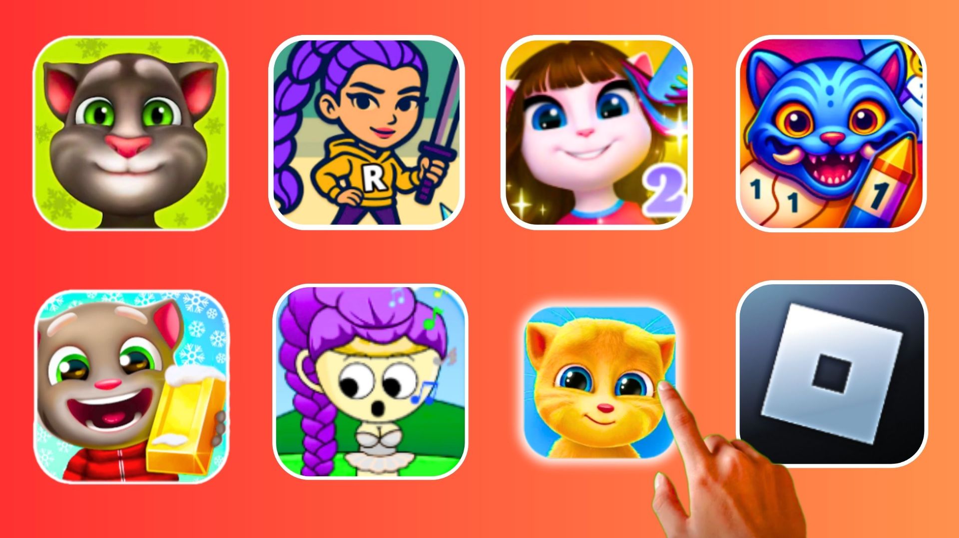 Talking Tom,KPop Demon Hunters,Roblox,Ginger,Sprunki Incredibox,Angela 2,Kpop DemonHunterColorNumber