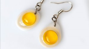 висячие серьги яичницы ручная работа