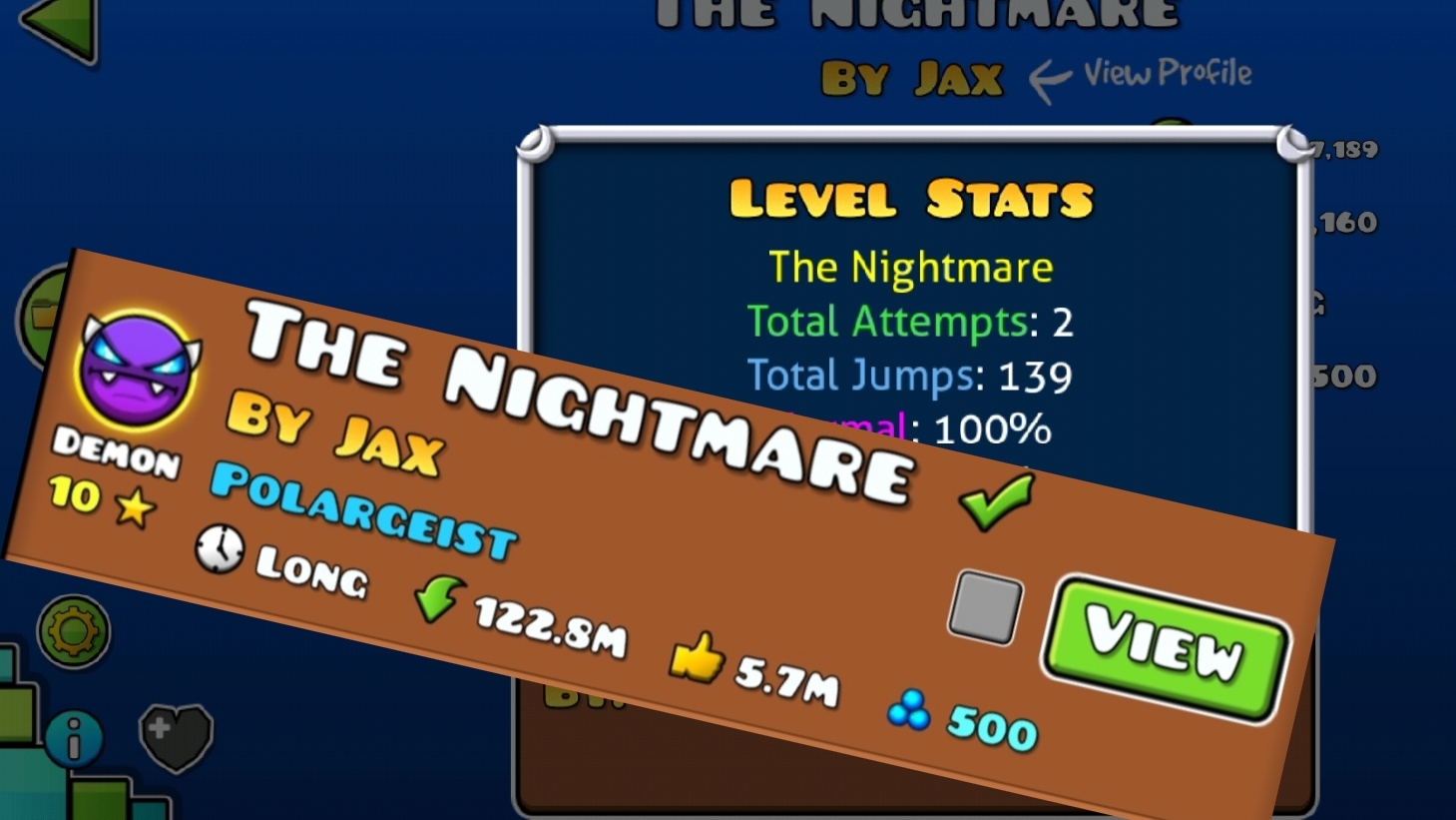 Я прошёл демона в geometry dash за 2 попытки😎.