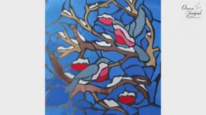 # 18 ... 2 способ сборки витража "СНЕГИРИ" . Способ с использованием черного фона