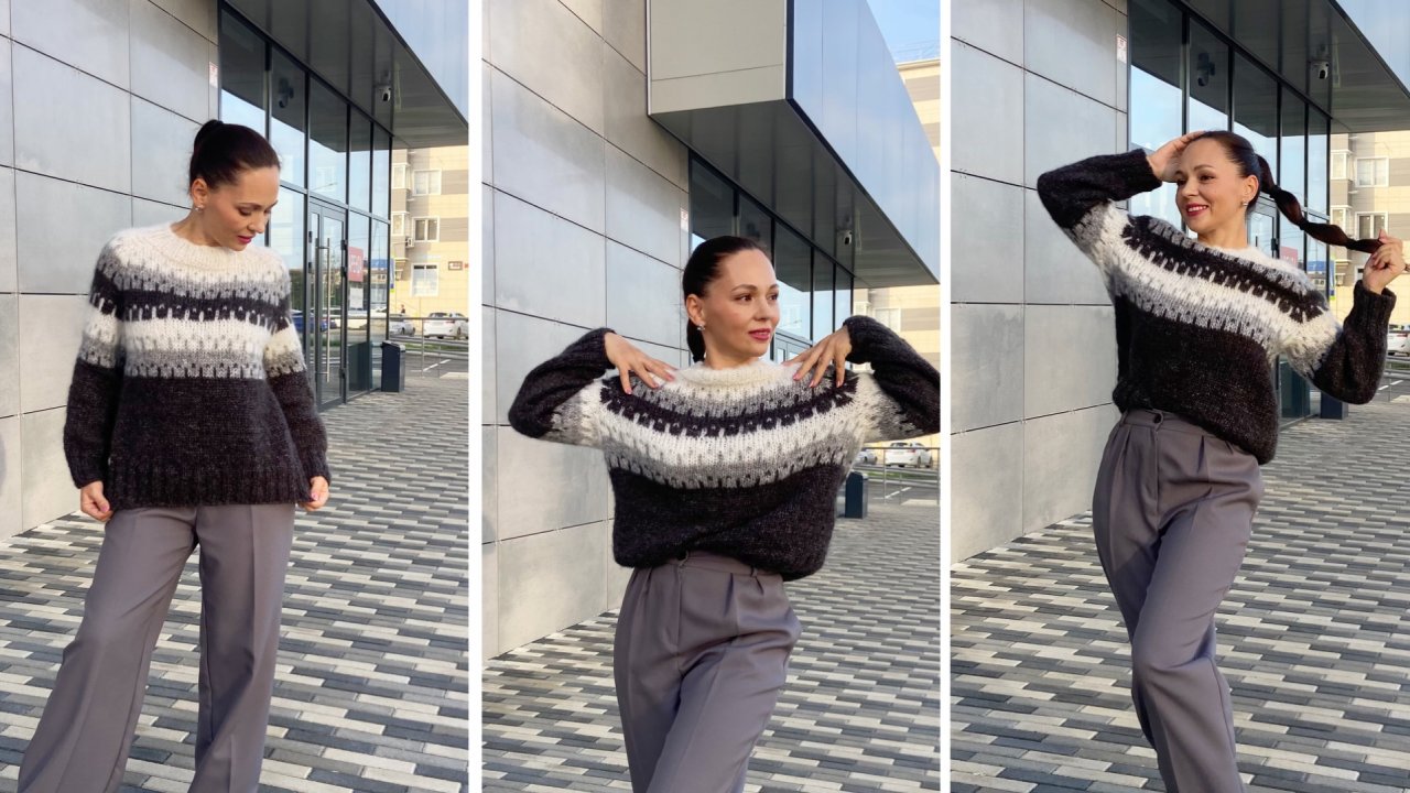 Свитер жаккардом готов! Расскажу, как вязала 🧶 смотреть онлайн