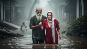 Старик нашел молодую женщину одинокую во время наводн