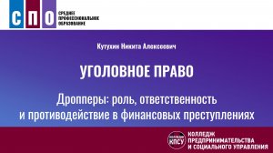 Дропперы: роль, ответственность и противодействие в финансовых преступлениях - Уголовное право