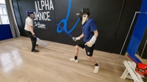 Спарринг на среднем японском мече утигатана и двух коротких (Тайся-рю) в школе кэндзюцу Katana Club