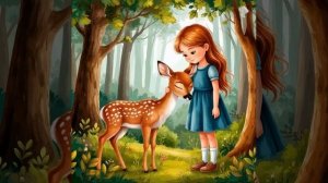 Девочка с оленем. Короткое видео. Оживление картинки.