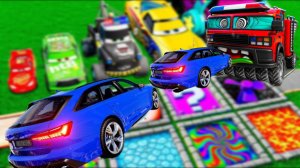 ОГРОМНЫЕ лежащие полицейские против машина BeamNG Drive