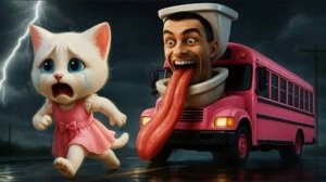 Котенок Кит и мутировавший автобус Скибиди. Кто победит в этой погоне